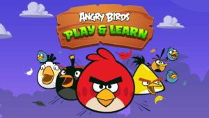 Angry Birds characters flying forward, featured in the SKIDOS Angry Birds Play & Learn educational game for kids.